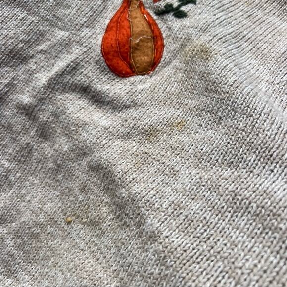 Vintage Fall Scarecrow Squash Pumpkin Knit Sweater Vest Patchwork Sampler LARGE - Picture 5 of 7